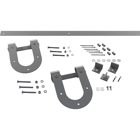 Ekena Millwork Premium Horseshoe Barn Door Hardware Set w/ 7' Track for 1 3/4" Doors, Flint Gray GB60014H27FG
